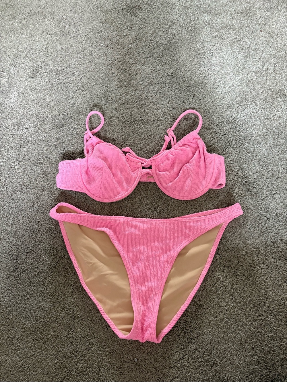 Cotton On Pink Textured Bikini Set